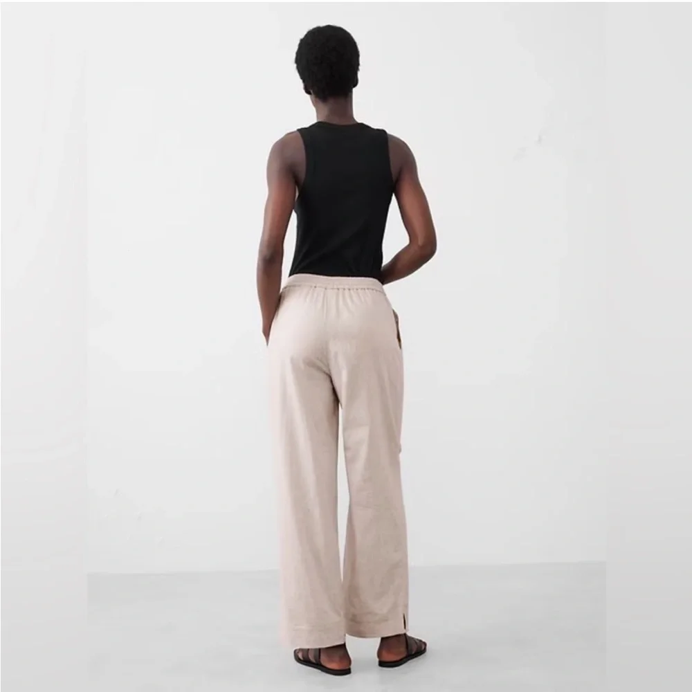 NWT! Banana Republic Straight Linen-Blend Pull-On Pant - Multiple 🩷 #706619